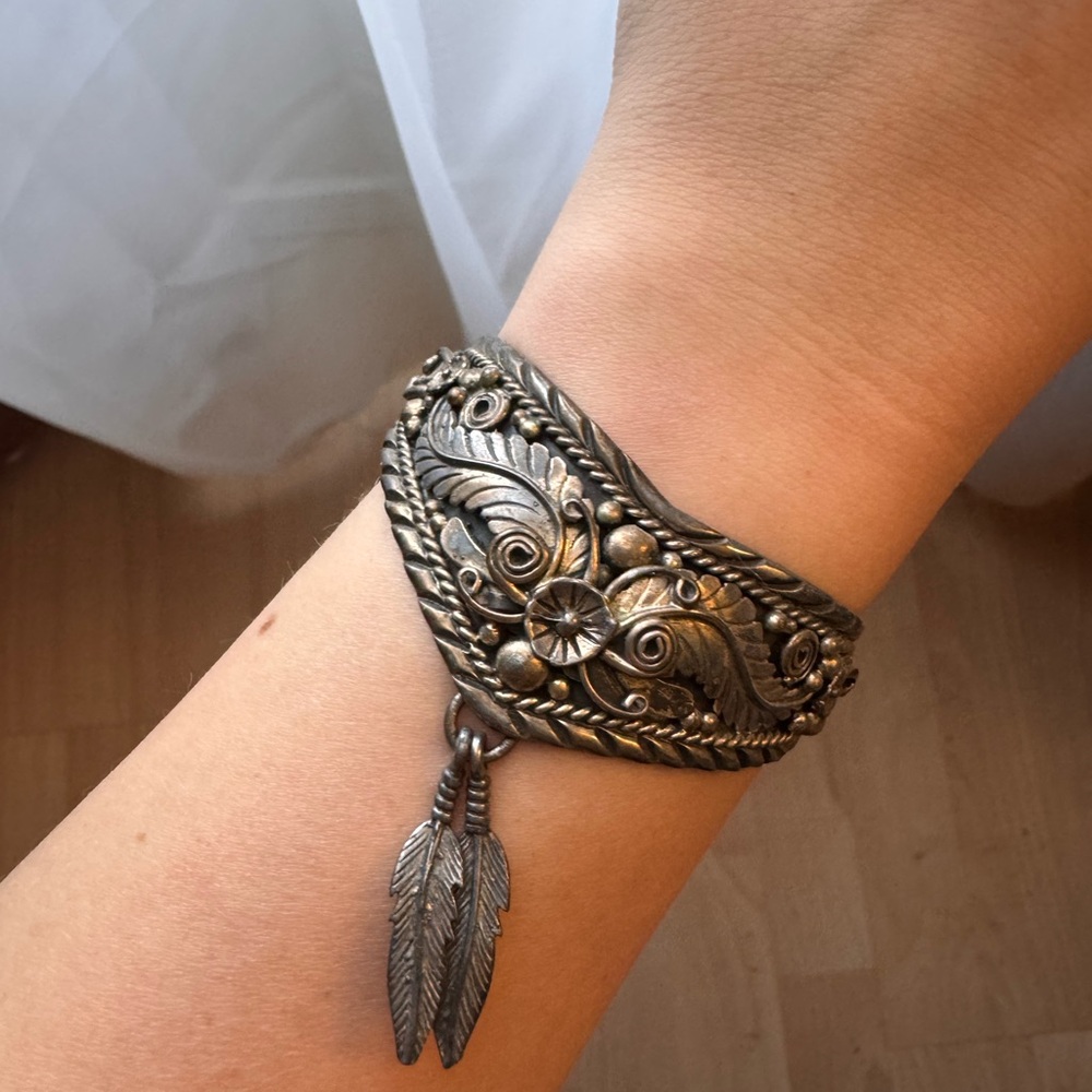 Sterling Feather Bracelet Cuff